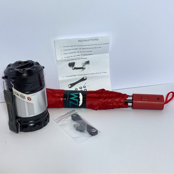 ALL BRAND NEW! 2 way Silver Lantern, key organizer,umbrella - Picture 1 of 6